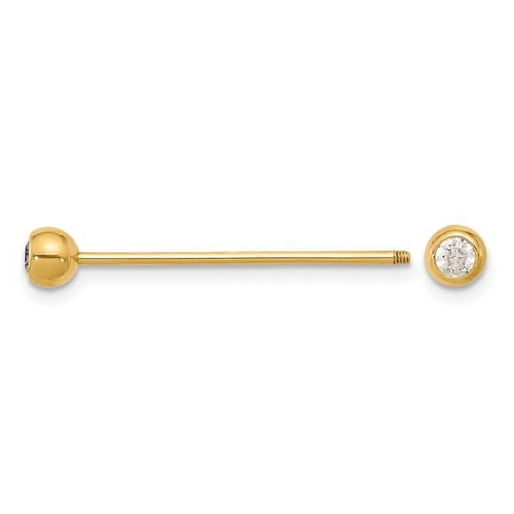 14k Yellow Gold 18 Gauge Polished CZ Industrial Body Jewelry,All Products : American Fashion Style Bags On Sale